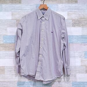 Southern Marsh Classic Windsor Check Shirt Gray White Long Sleeve Mens Small